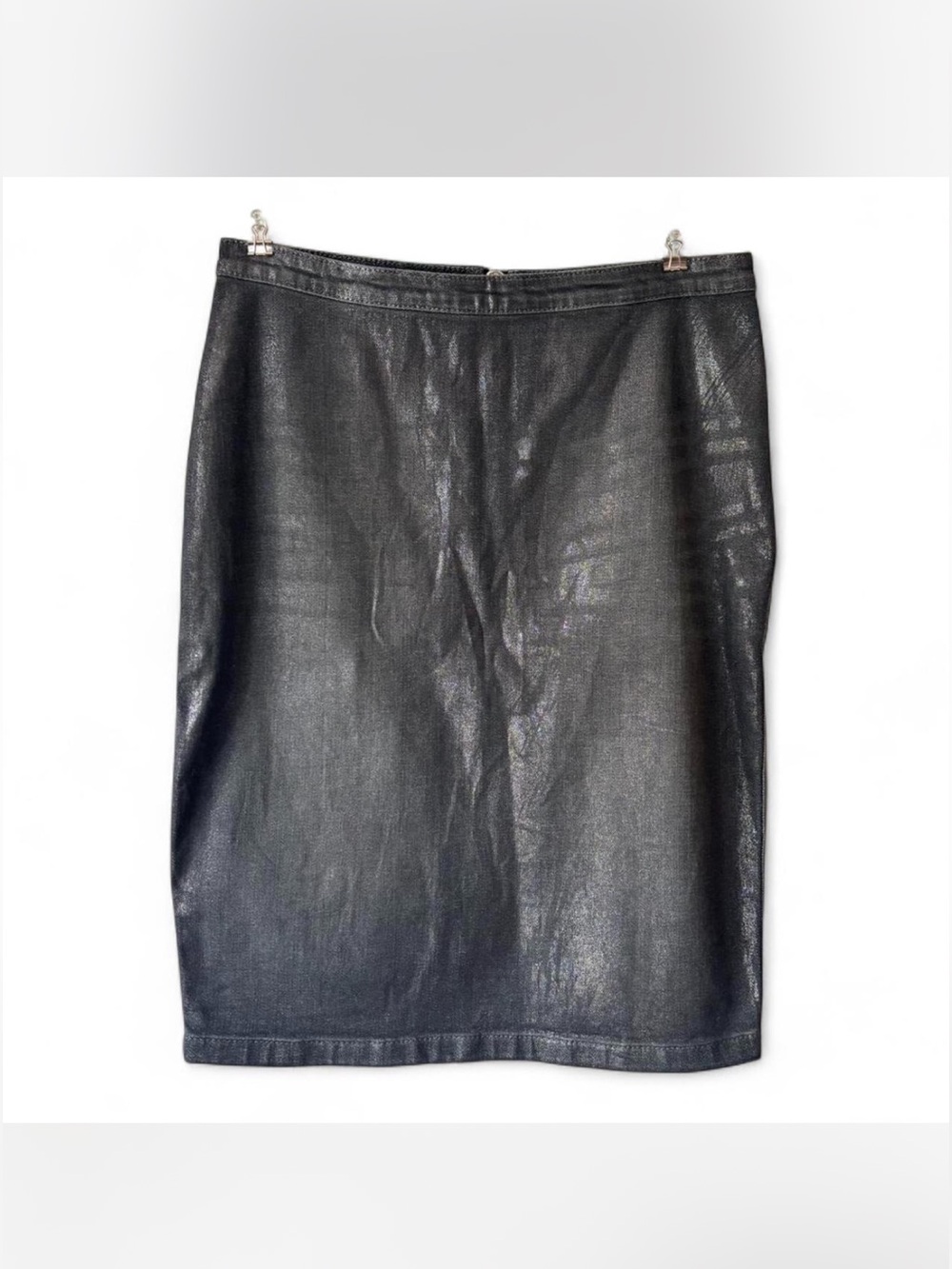 Closed Harper Coated Denim Pencil Skirt Leather Look Size 26 Made in Italy